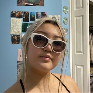 White rimmed sunglasses